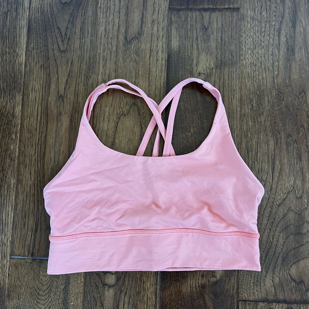 Lululemon Longline Energy Bra in Coral Pink, Size 8